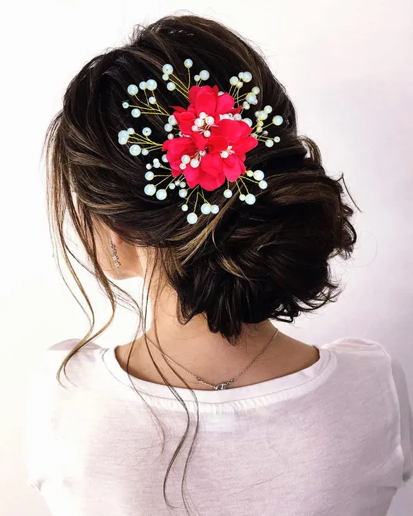 Red_Floral_Shaped_With_Pearl_Hairpin_Accessories_For_Women_&_Girls_(13_X_8_X_1_Cm)