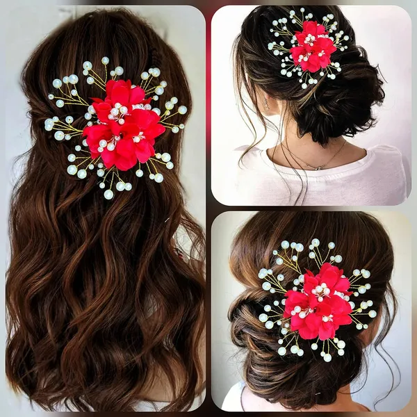 Red_Floral_Shaped_With_Pearl_Hairpin_Accessories_For_Women_&_Girls_(13_X_8_X_1_Cm)