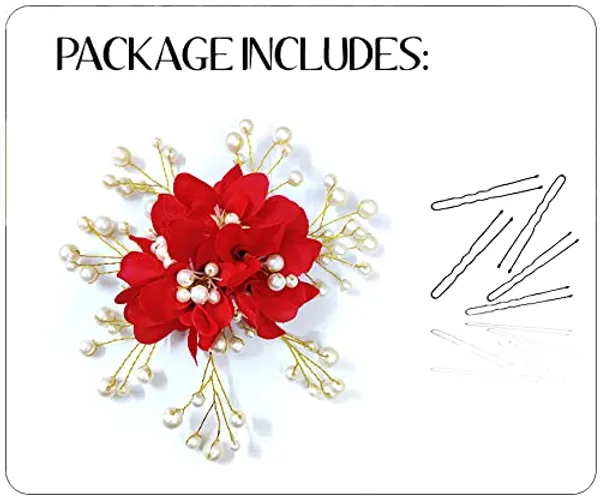 Red_Floral_Shaped_With_Pearl_Hairpin_Accessories_For_Women_&_Girls_(13_X_8_X_1_Cm)