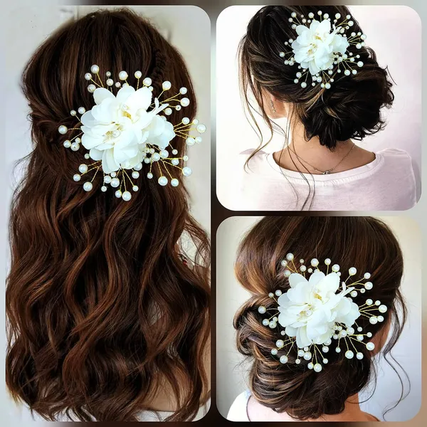 White_Floral_Shaped_With_Pearl_Hairpin_Accessories_For_Women_&_Girls_(13_X_8_X_1_Cm)
