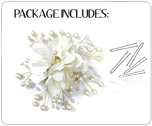 White_Floral_Shaped_With_Pearl_Hairpin_Accessories_For_Women_&_Girls_(13_X_8_X_1_Cm)