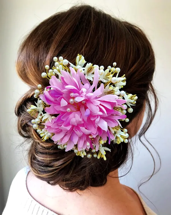 Baby_Pink_Floral_Design_With_Pearl_&_Stone_Gajra_Hair_Accessories_For_Women_&_Girls_(14_X_8_X_1_Cm)