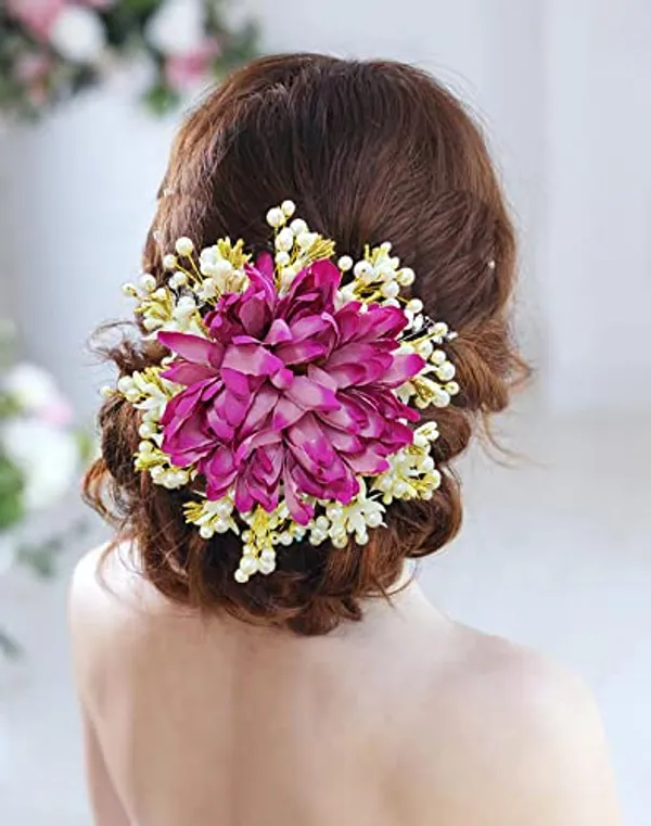 Purple_Floral_Design_With_Pearl_&_Stone_Gajra_Hair_Accessories_For_Women_&_Girls_(14_X_8_X_1_Cm)