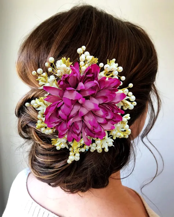 Purple_Floral_Design_With_Pearl_&_Stone_Gajra_Hair_Accessories_For_Women_&_Girls_(14_X_8_X_1_Cm)