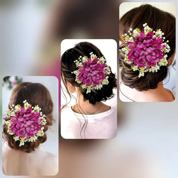 Purple_Floral_Design_With_Pearl_&_Stone_Gajra_Hair_Accessories_For_Women_&_Girls_(14_X_8_X_1_Cm)