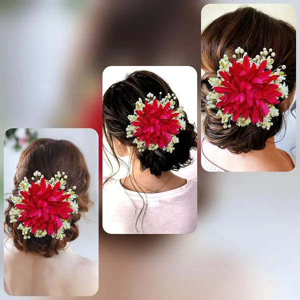 Red_Floral_Design_With_Pearl_&_Stone_Gajra_Hair_Accessories_For_Women_&_Girls_(14_X_8_X_1_Cm)