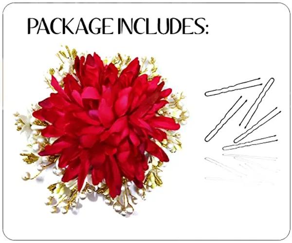 Red_Floral_Design_With_Pearl_&_Stone_Gajra_Hair_Accessories_For_Women_&_Girls_(14_X_8_X_1_Cm)