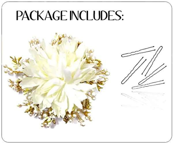 White_Floral_Design_With_Pearl_&_Stone_Gajra_Hair_Accessories_For_Women_&_Girls_(14_X_8_X_1_Cm)