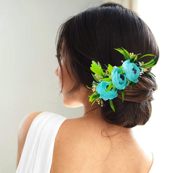 Rama_Green_Rose_Flower_And_Leaf_Shaped_Comb_Slide_For_Women_&_Girls_(14_X_8_X_1_Cm)