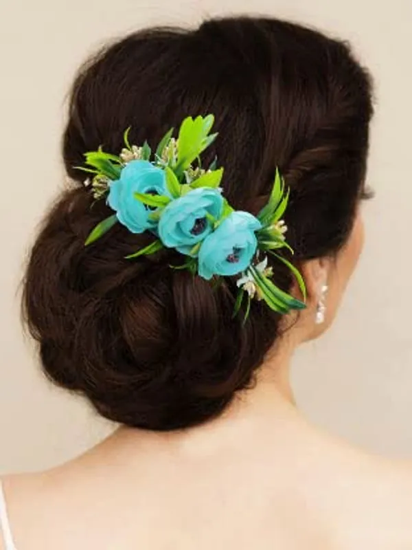 Rama_Green_Rose_Flower_And_Leaf_Shaped_Comb_Slide_For_Women_&_Girls_(14_X_8_X_1_Cm)
