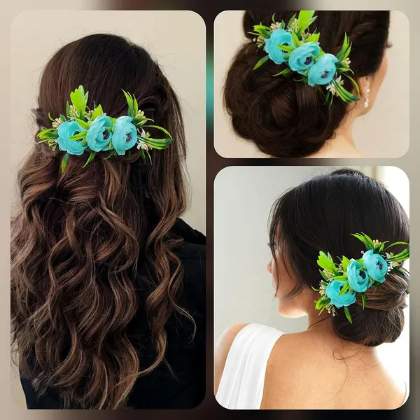 Rama_Green_Rose_Flower_And_Leaf_Shaped_Comb_Slide_For_Women_&_Girls_(14_X_8_X_1_Cm)
