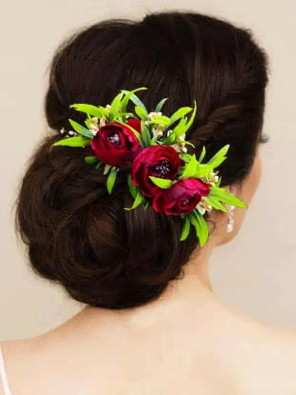 Red_Rose_Flower_And_Leaf_Shaped_Comb_Slide_For_Women_&_Girls_(14_X_8_X_1_Cm)