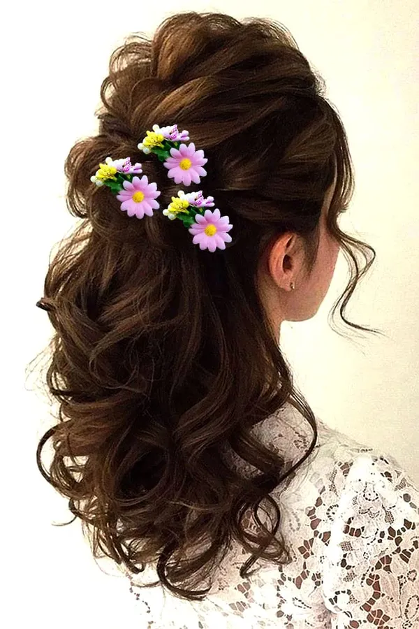 Baby_Pink_Artificial_Flower_Shaped_With_Leaf_Design_Hair_Pin_Accessories_For_Women_&_Girls_(14_X_8_X_1_Cm)