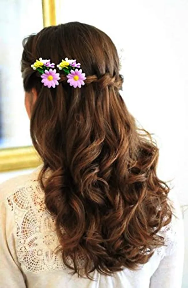 Baby_Pink_Artificial_Flower_Shaped_With_Leaf_Design_Hair_Pin_Accessories_For_Women_&_Girls_(14_X_8_X_1_Cm)