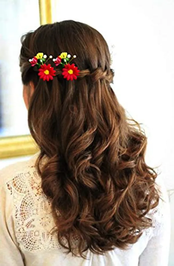 Pack_of_3_Red_Artificial_Flower_Shaped_With_Leaf_Comb_Slide_Hair_Accessories_For_Women