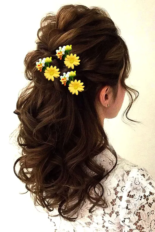 Pack_of_3_Yellow_Artificial_Flower_Shaped_With_Leaf_Comb_Slide_Hair_Accessories_For_Women
