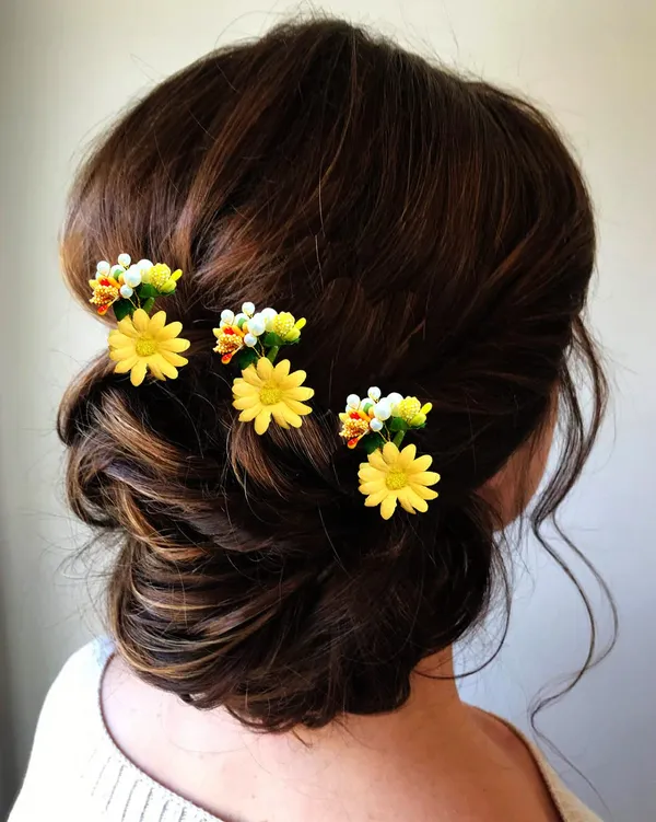 Pack_of_3_Yellow_Artificial_Flower_Shaped_With_Leaf_Comb_Slide_Hair_Accessories_For_Women