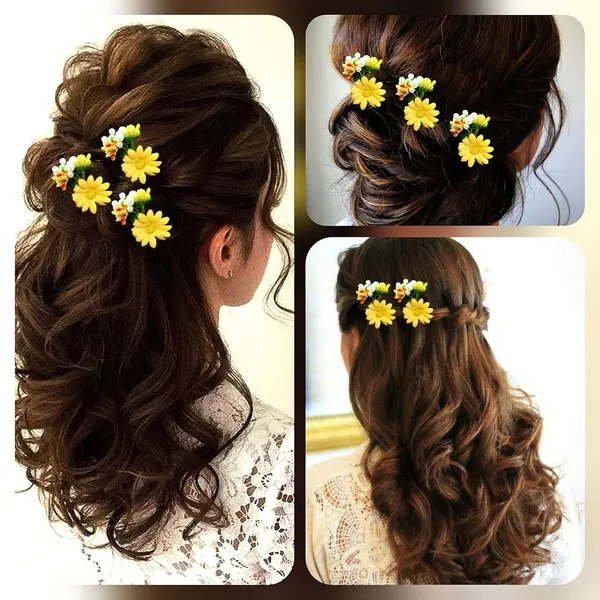 Pack_of_3_Yellow_Artificial_Flower_Shaped_With_Leaf_Comb_Slide_Hair_Accessories_For_Women