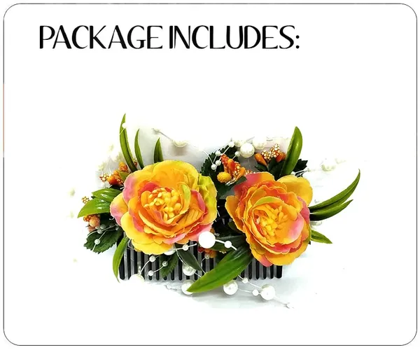 Orange_Artificial_Flower_And_Leaf_With_Pearl_Comb_Slide_Accessories_For_Women_&_Girls_(14_X_8_X_1_Cm)