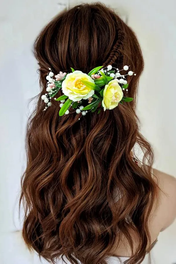 Peach_Artificial_Flower_With_Pearl_Bridal_Hair_Pin_Accessories_For_Women_&_Girls_(14_X_8_X_1_Cm)
