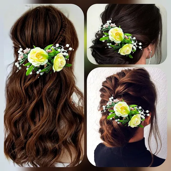 Peach_Artificial_Flower_With_Pearl_Bridal_Hair_Pin_Accessories_For_Women_&_Girls_(14_X_8_X_1_Cm)