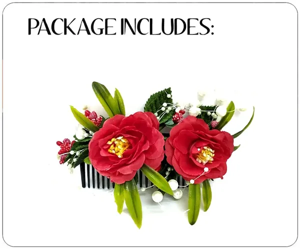 Red_Artificial_Flower_And_Leaf_With_Pearl_Comb_Slide_Accessories_For_Women_&_Girls_(14_X_8_X_1_Cm)