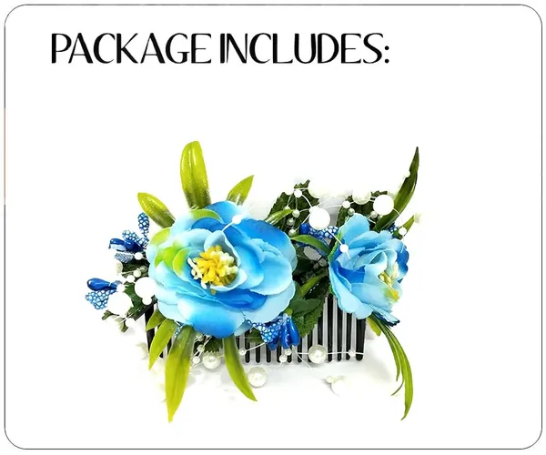 Blue_Artificial_Flower_And_Leaf_With_Pearl_Comb_Slide_Accessories_For_Women_&_Girls_(14_X_8_X_1_Cm)
