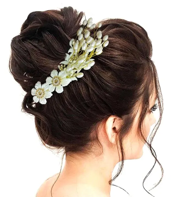 Gold_&_Silver_Artificial_Leaf_And_Floral_Design_With_Pearl_&_Stone_Hairpin_Accessories_For_Women_&_Girls