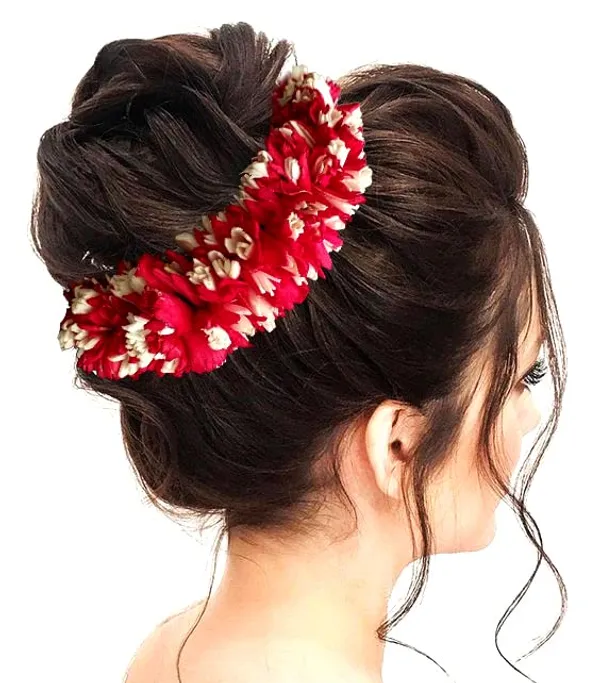 Red_Artificial_Flower_Rounded_Bridal_Gajra_Accessories_For_Women_&_Girls