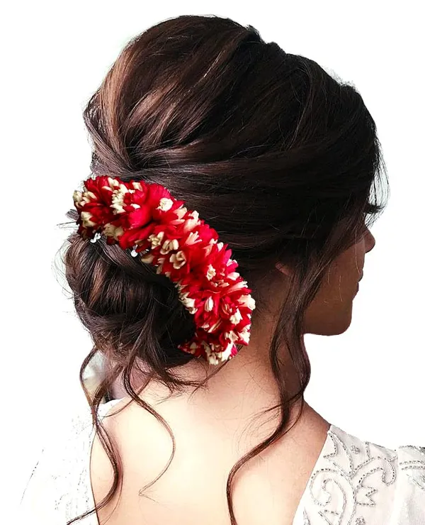 Red_Artificial_Flower_Rounded_Bridal_Gajra_Accessories_For_Women_&_Girls