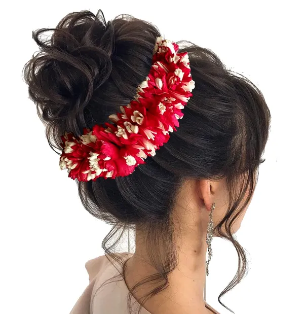 Red_Artificial_Flower_Rounded_Bridal_Gajra_Accessories_For_Women_&_Girls