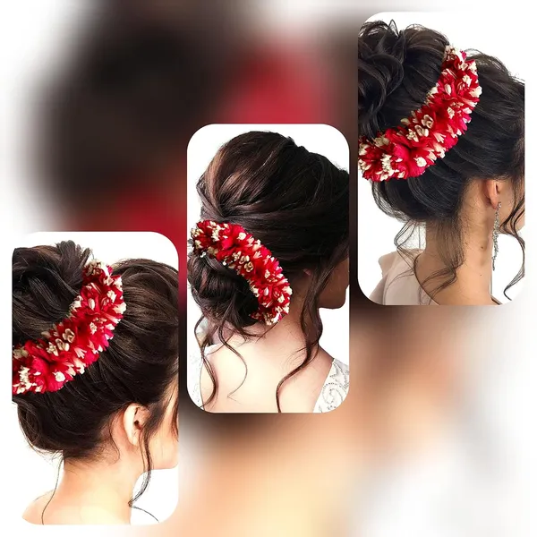 Red_Artificial_Flower_Rounded_Bridal_Gajra_Accessories_For_Women_&_Girls