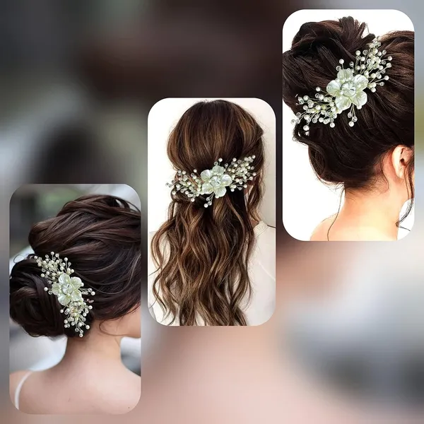 Silver_Artificial_Floral_Design_And_Pearl_Bridal_Hair_Pin_Accessories_For_Women_&_Girls