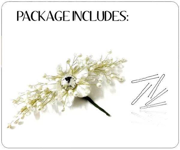Silver_Artificial_Floral_Design_And_Pearl_Bridal_Hair_Pin_Accessories_For_Women_&_Girls
