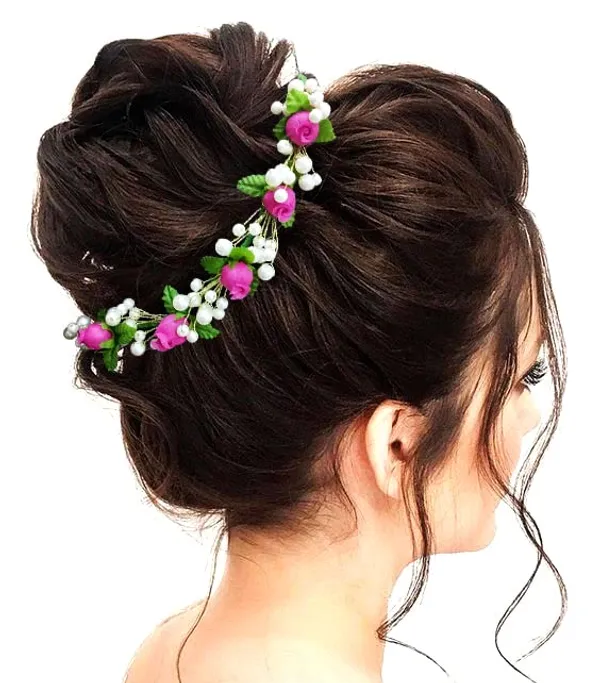 Dark_Pink_Artificial_Small_Flower_With_Pearl_Bridal_Hair_Vein_Accessories_For_Women_&_Girls_(14_X_8_X_1_Cm)