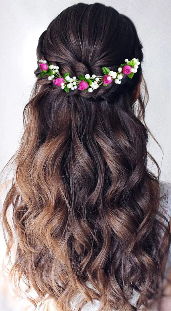 Dark_Pink_Artificial_Small_Flower_With_Pearl_Bridal_Hair_Vein_Accessories_For_Women_&_Girls_(14_X_8_X_1_Cm)