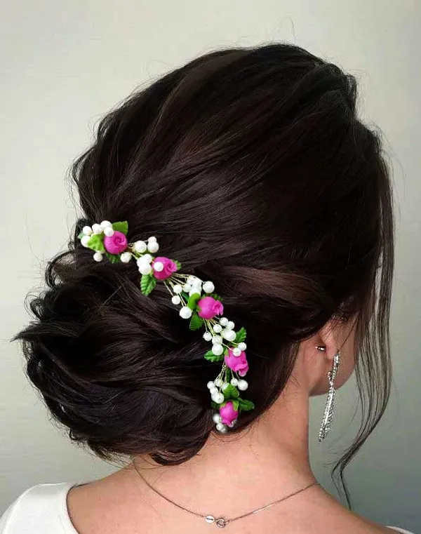 Dark_Pink_Artificial_Small_Flower_With_Pearl_Bridal_Hair_Vein_Accessories_For_Women_&_Girls_(14_X_8_X_1_Cm)