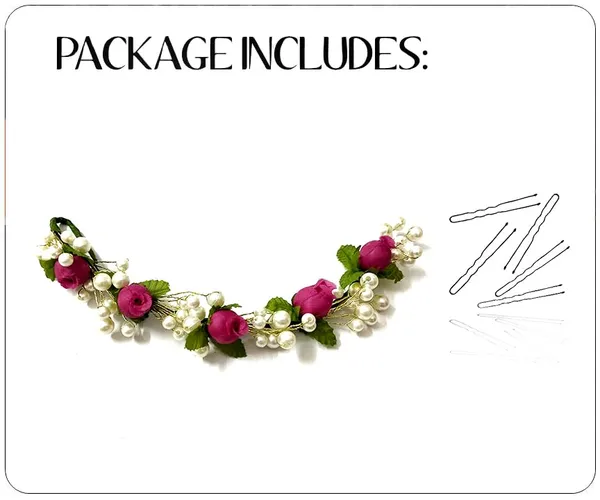 Dark_Pink_Artificial_Small_Flower_With_Pearl_Bridal_Hair_Vein_Accessories_For_Women_&_Girls_(14_X_8_X_1_Cm)