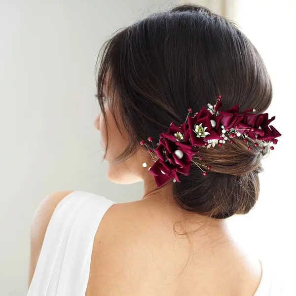 Maroon_Artificial_Lily_Flower_With_Pearls_Bridal_Hair_Vein_Accessories_For_Women_&_Girls_(14_X_8_X_1_Cm)