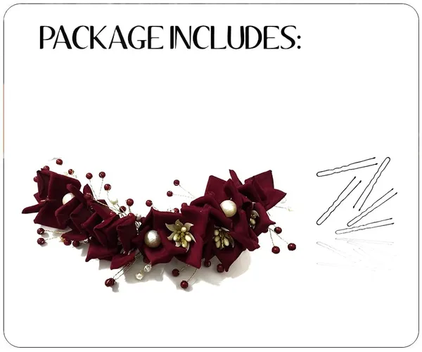 Maroon_Artificial_Lily_Flower_With_Pearls_Bridal_Hair_Vein_Accessories_For_Women_&_Girls_(14_X_8_X_1_Cm)