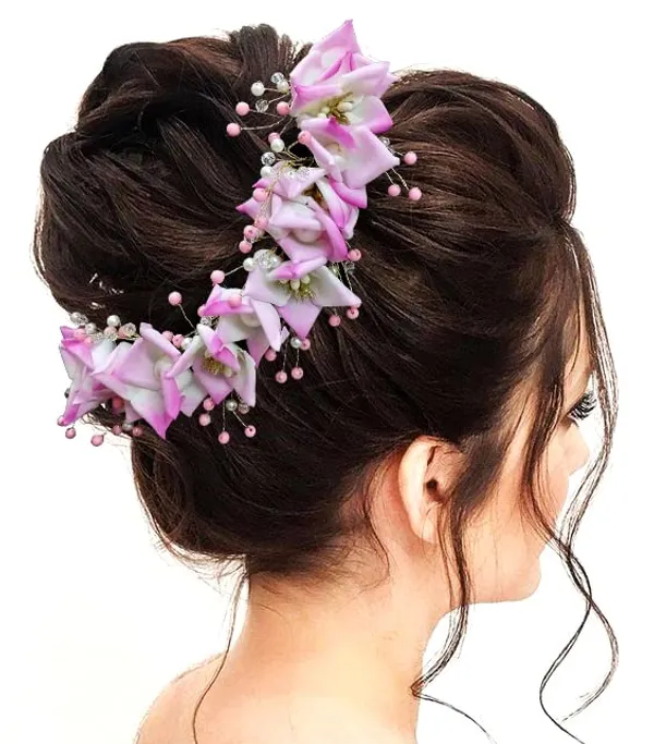 Baby_Pink_Artificial_Lily_Flower_With_Pearls_Bridal_Hair_Vein_Accessories_For_Women_&_Girls_(14_X_8_X_1_Cm)