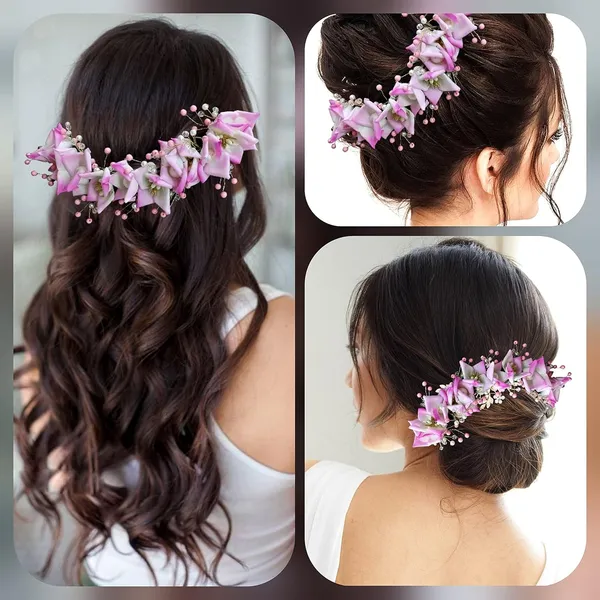 Baby_Pink_Artificial_Lily_Flower_With_Pearls_Bridal_Hair_Vein_Accessories_For_Women_&_Girls_(14_X_8_X_1_Cm)