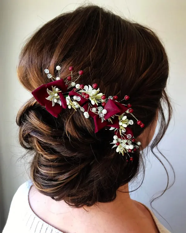Maroon_Artificial_Lily_Flower_With_Stone_And_Pearl_Hair_Vein_Accessories_For_Women_&_Girls_(14_X_8_X_1_Cm)