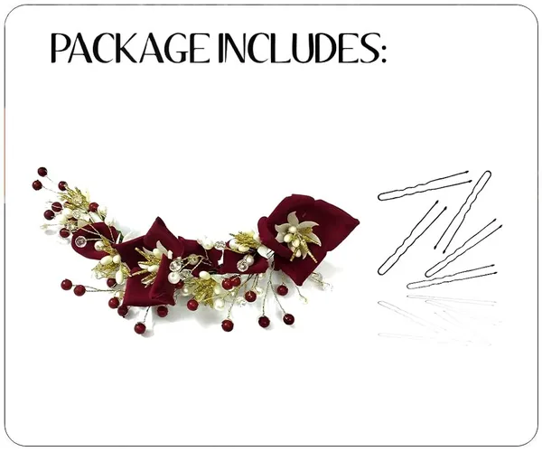 Maroon_Artificial_Lily_Flower_With_Stone_And_Pearl_Hair_Vein_Accessories_For_Women_&_Girls_(14_X_8_X_1_Cm)