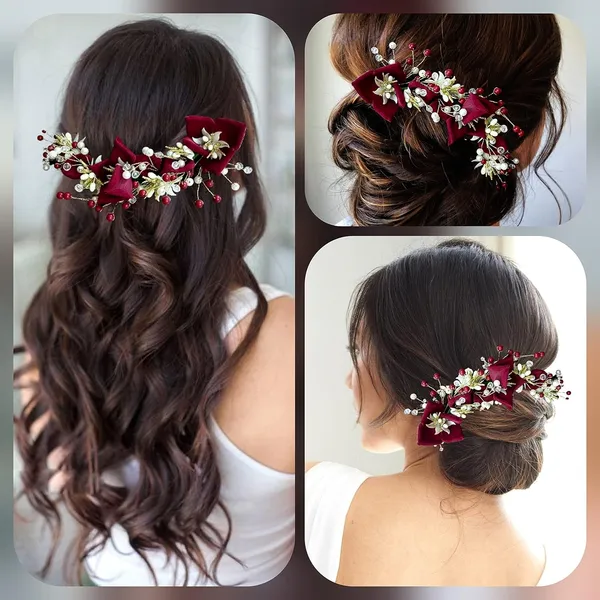 Maroon_Artificial_Lily_Flower_With_Stone_And_Pearl_Hair_Vein_Accessories_For_Women_&_Girls_(14_X_8_X_1_Cm)