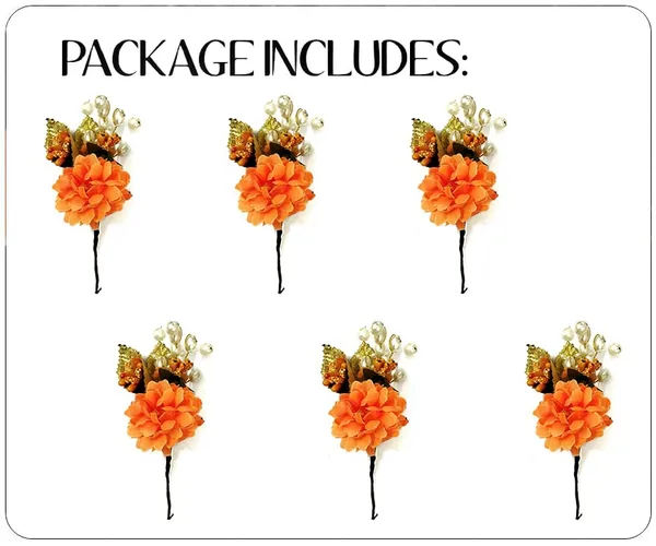 Orange_Artificial_Flower_With_Pearl_Bridal_Hair_Pin_Accessories_For_Women_&_Girls