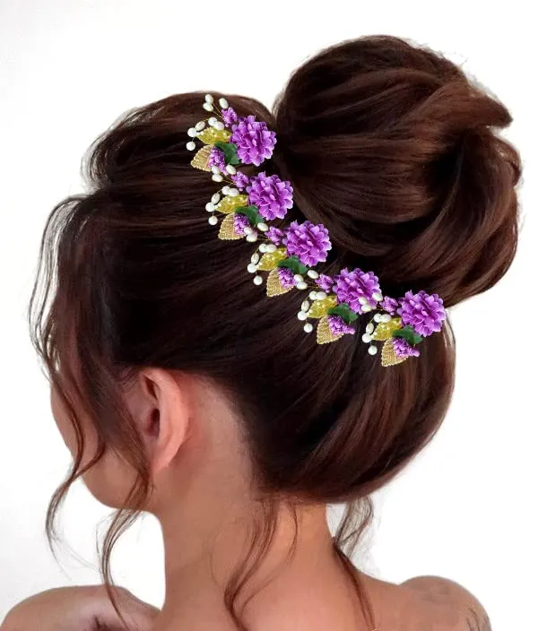 Pack_of_6_Purple_Artificial_Flower_With_Pearl_And_Metal_Leaf_Hair_Pin_Accessories_For_Women