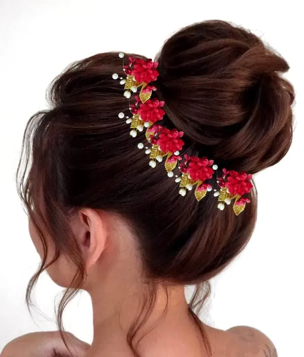 Pack_of_6_Red_Artificial_Flower_With_Pearl_And_Metal_Leaf_Hair_Pin_Accessories_For_Women