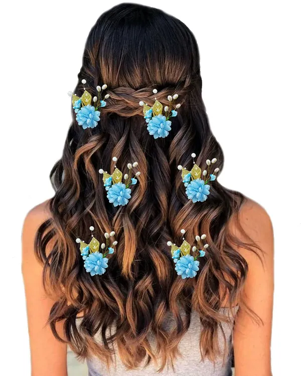 Sky_Blue_Artificial_Flower_With_Pearl_Bridal_Hair_Pin_Accessories_For_Women_&_Girls