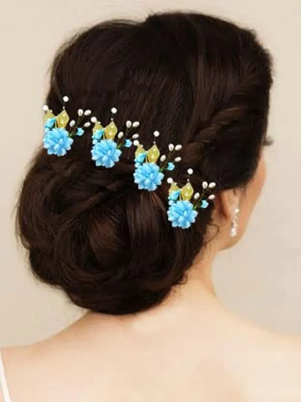 Sky_Blue_Artificial_Flower_With_Pearl_Bridal_Hair_Pin_Accessories_For_Women_&_Girls